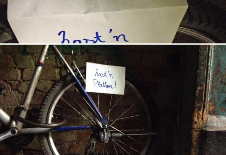 Fahrradreifen zerstochen in Berlin Kreuzberg Pass auf dein Fahrrad auf