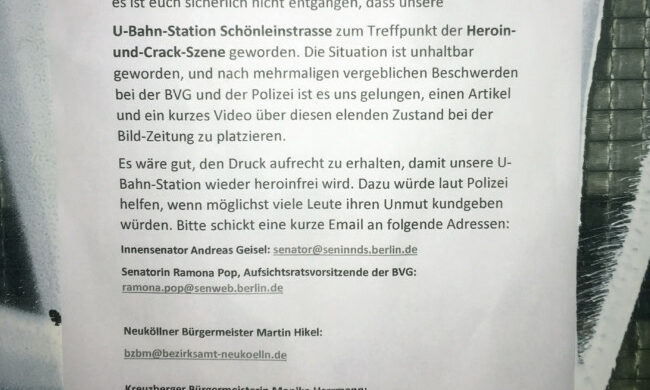 Drogen U-Bahnhof Schönleinstr