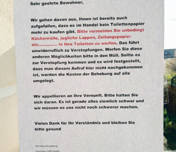 Corona Toiletten Verstopfung