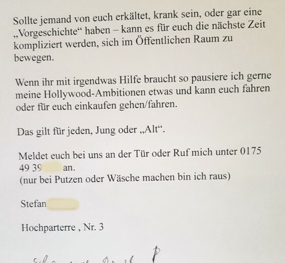 Corona Hilfe Nachbarn