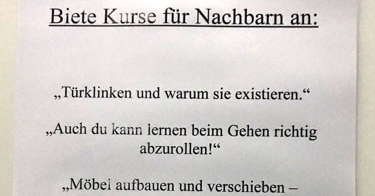 Wie man seine Nachbarn nervt Kurse für ein "gutes" Miteinander